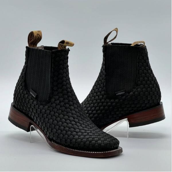 Hand-woven stylish casual high-top leather boots