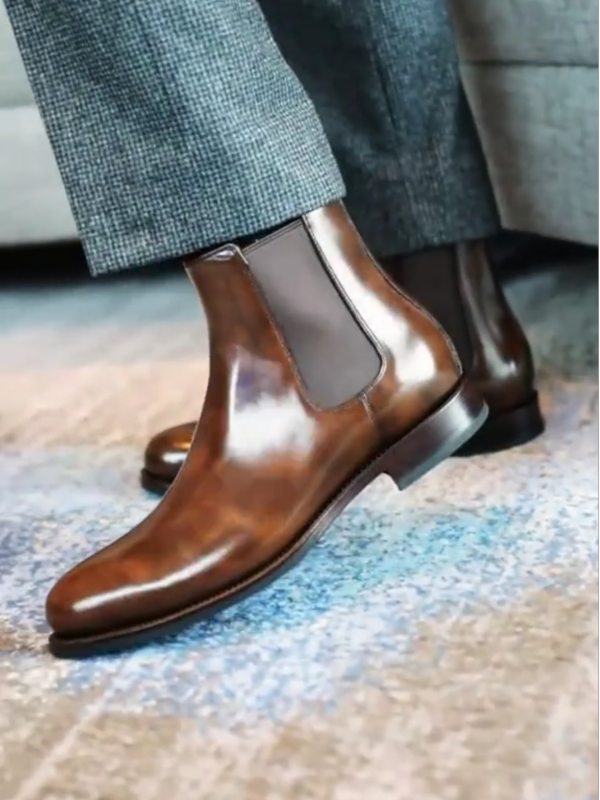 Mens Handmade Natural Leather High Quality Genuine Leather Boots