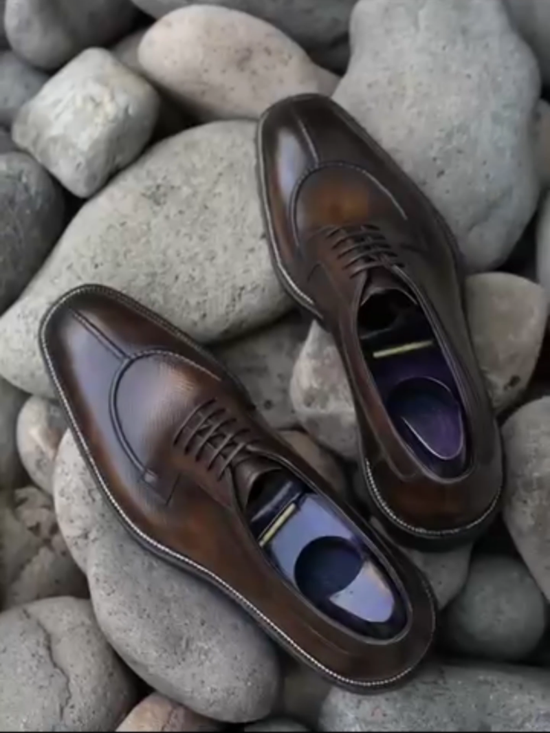 Hand Engraved Classic Brown Derby Shoe