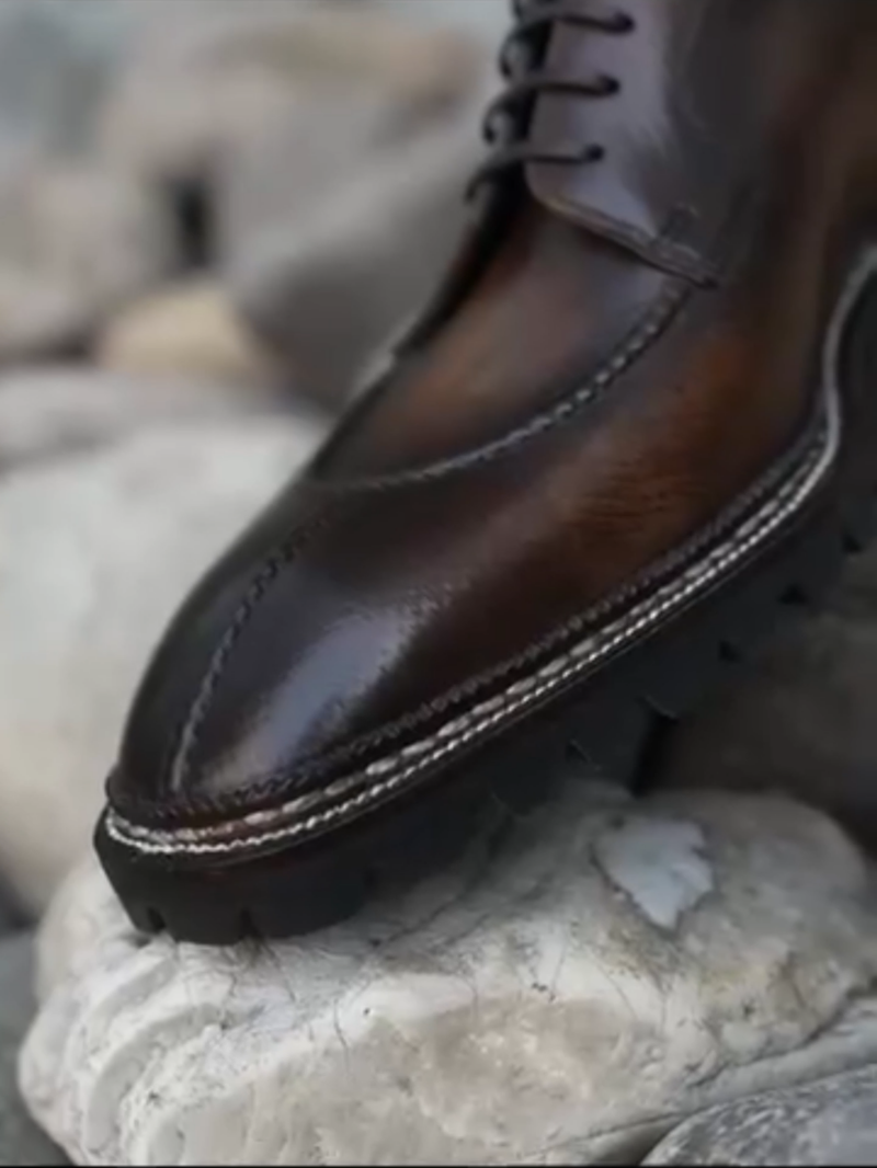 Hand Engraved Classic Brown Derby Shoe