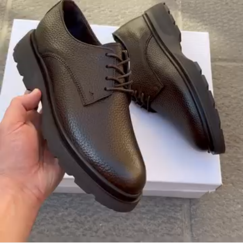 Casual business thick-soled wear-resistant leather shoes