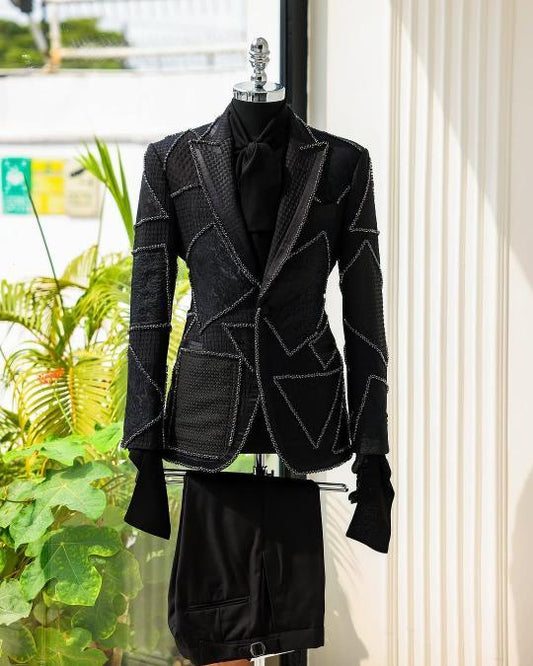 Men's handmade irregular pattern embroidery exquisite tuxedo