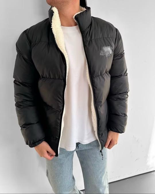 Men's black double-faced jacket