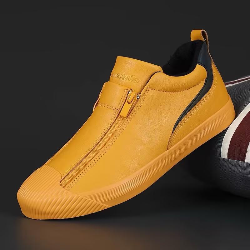 【🎉Black Friday 50%OFF+ FREE SHIPPING】Men's Yellow Leather Slip-On Sneakers