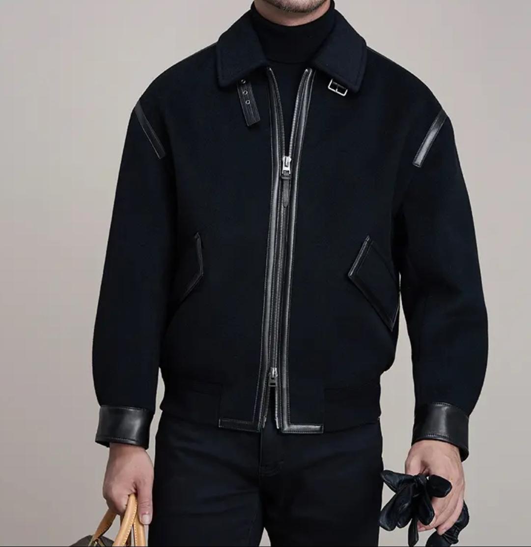 Men's Cropped Wool Biker Jacket