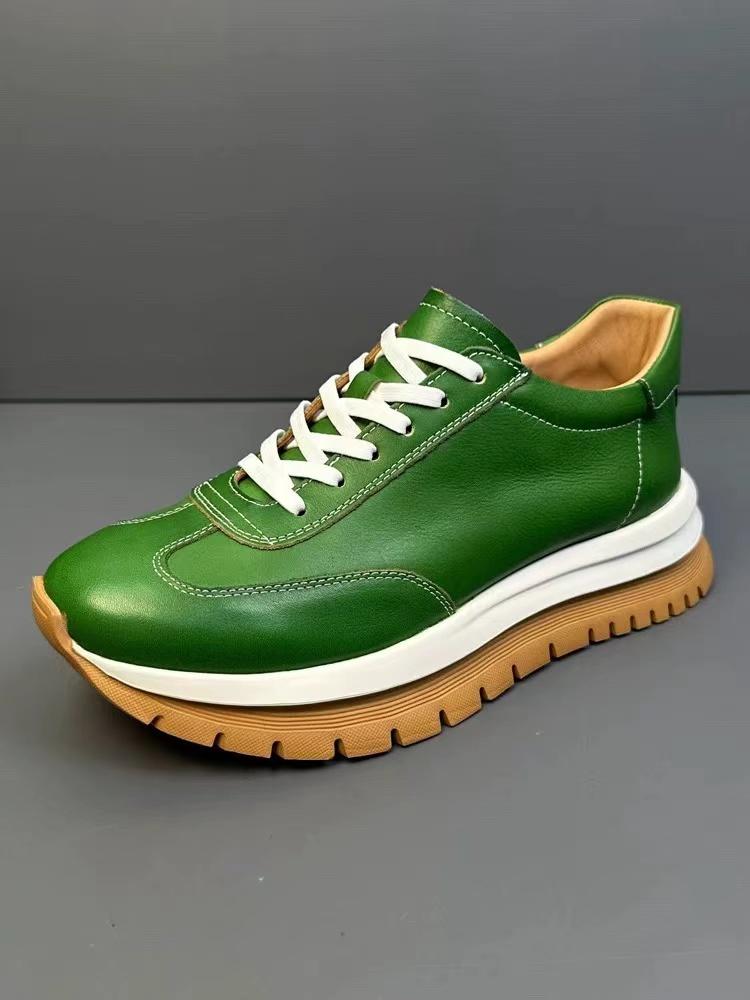 New style genuine leather thick sole men's sports casual shoes