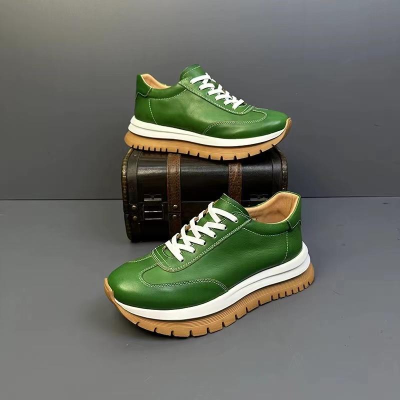 New style genuine leather thick sole men's sports casual shoes