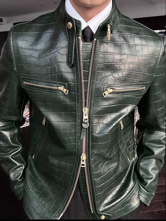 【50%OFF+ FREE SHIPPING】Men's Crocodile Leather Jacket