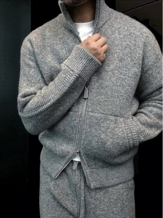 【50%OFF+ FREE SHIPPING】Turtleneck Zipper Thickened Knitted Cardigan Suit Casual Sports