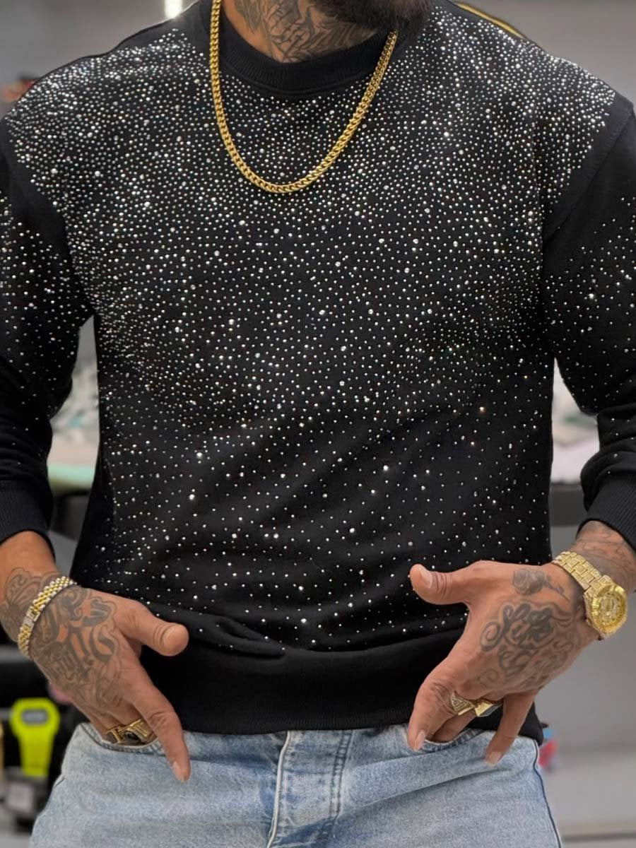 Rhinestone Sparkle Fashion Men's Crew Neck Sweatshirt