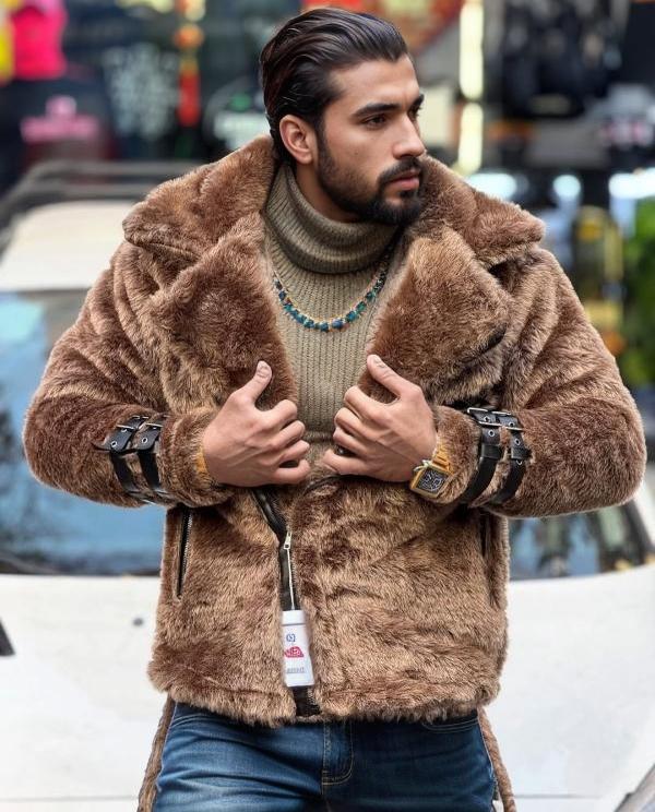 Men's new versatile casual lamb wool coat