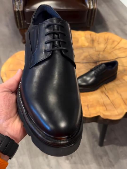 Men's thick-soled casual handmade leather shoes