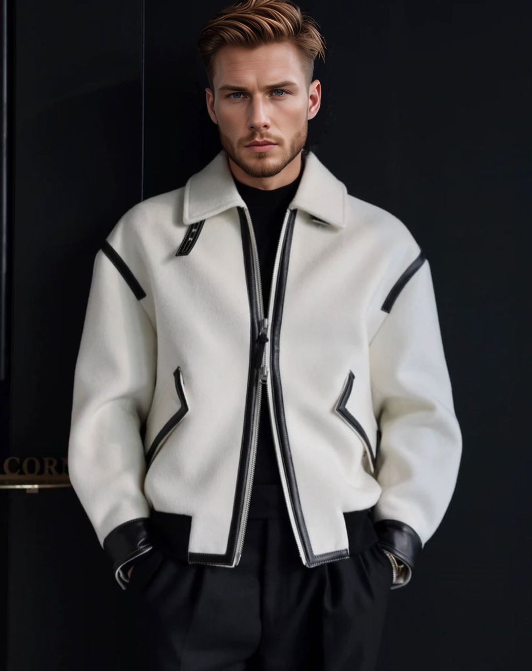 Men's Cropped Wool Biker Jacket